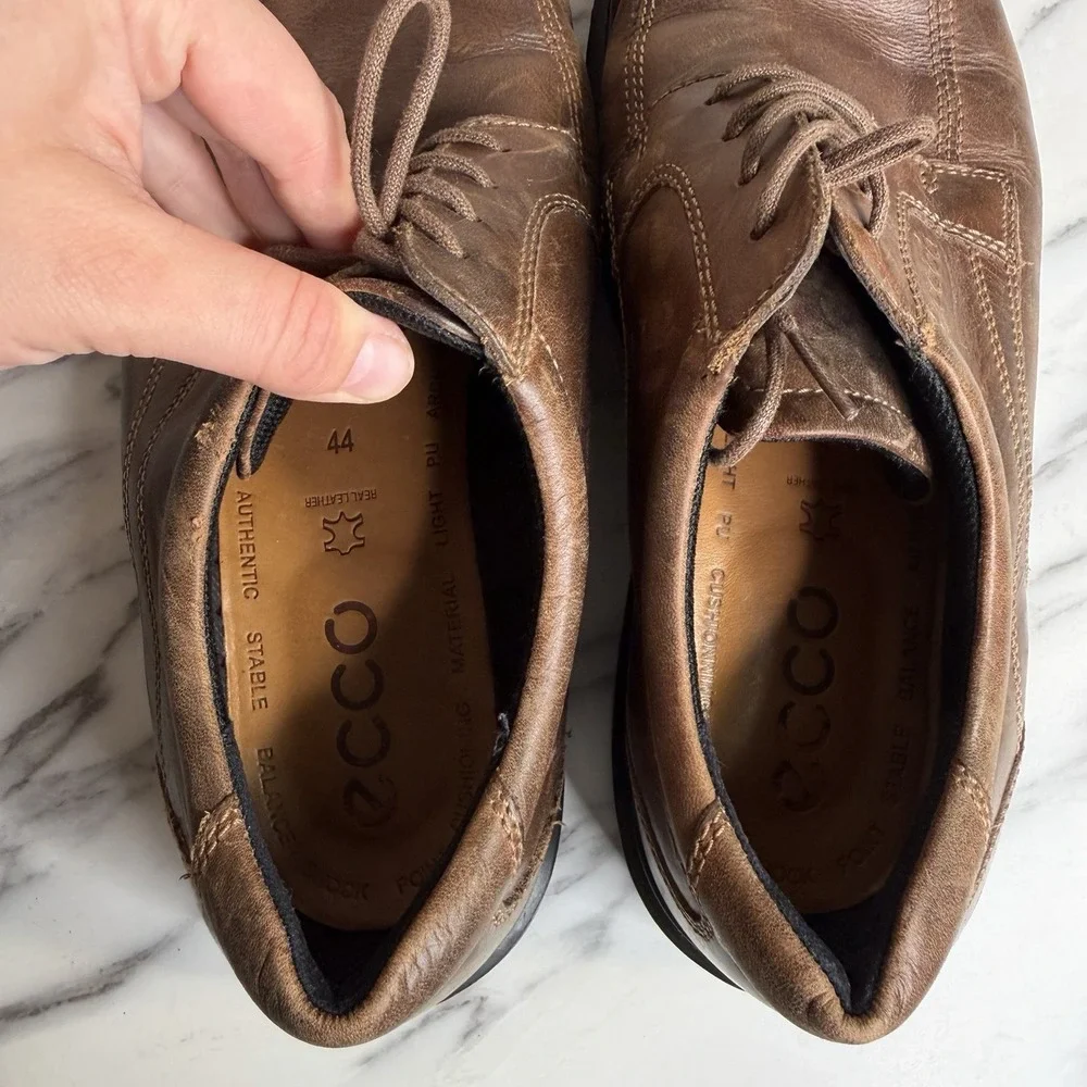 Ecco Men's Helsinki 2 Leather Bike-Toe Derby Shoe Size 44 Brown US 10.5 Dress